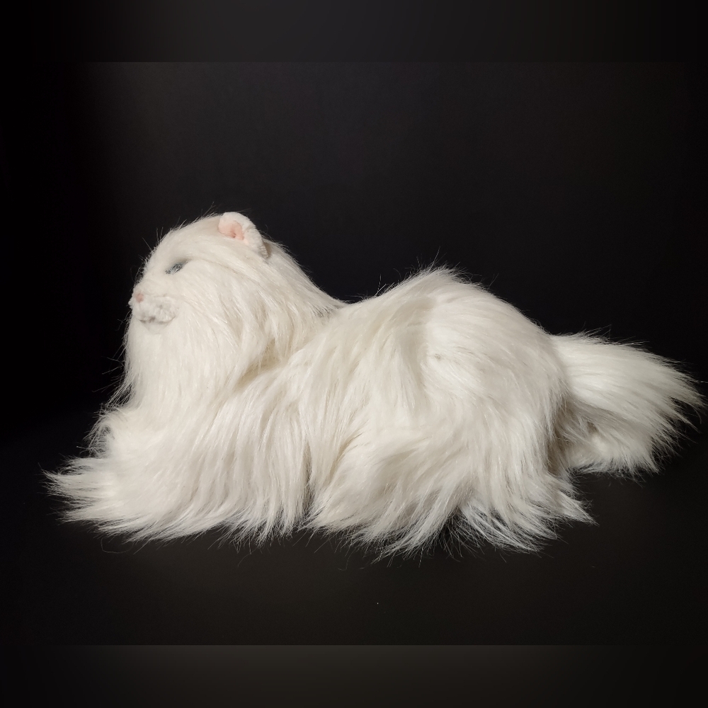Vintage Classic Angel White Cat Kitty Plush Long Hair Blue Eyes